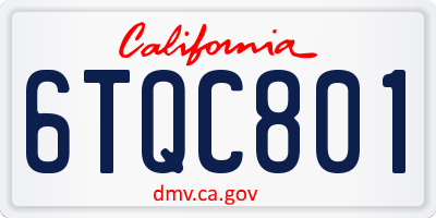 CA license plate 6TQC801