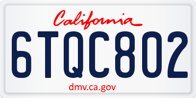 CA license plate 6TQC802