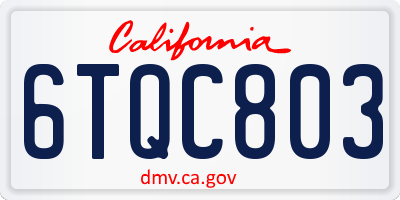 CA license plate 6TQC803