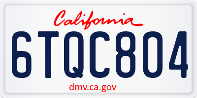 CA license plate 6TQC804