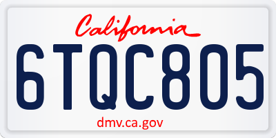 CA license plate 6TQC805