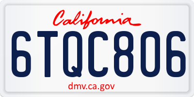 CA license plate 6TQC806