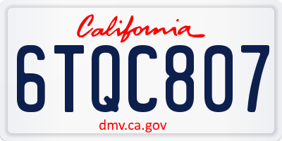 CA license plate 6TQC807