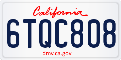 CA license plate 6TQC808