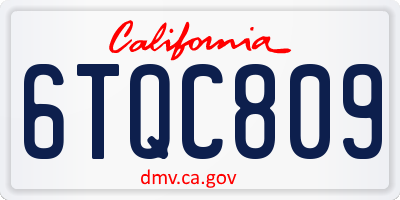 CA license plate 6TQC809