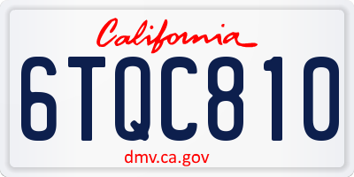 CA license plate 6TQC810