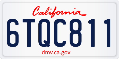 CA license plate 6TQC811