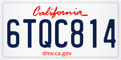 CA license plate 6TQC814