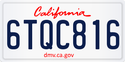 CA license plate 6TQC816