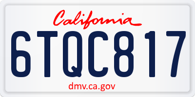 CA license plate 6TQC817