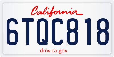 CA license plate 6TQC818