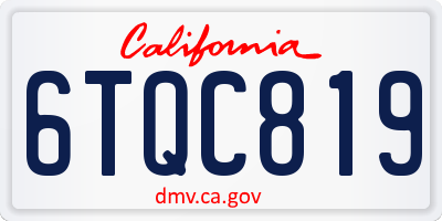 CA license plate 6TQC819