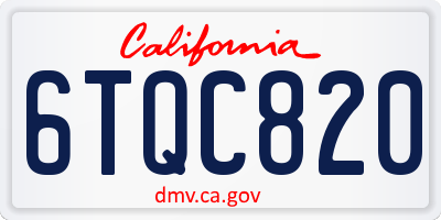 CA license plate 6TQC820