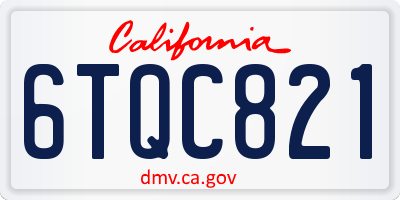 CA license plate 6TQC821