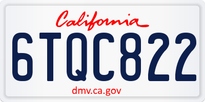 CA license plate 6TQC822