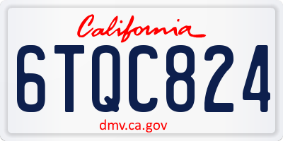 CA license plate 6TQC824