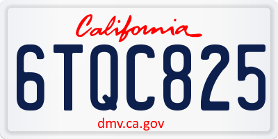 CA license plate 6TQC825