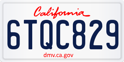 CA license plate 6TQC829