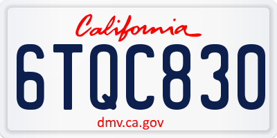 CA license plate 6TQC830