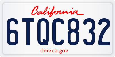 CA license plate 6TQC832