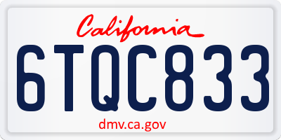 CA license plate 6TQC833