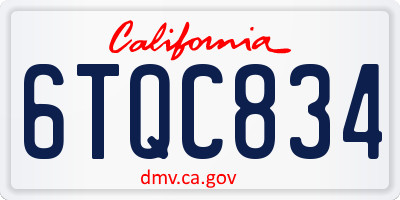 CA license plate 6TQC834