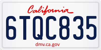 CA license plate 6TQC835