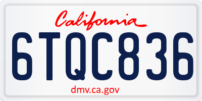 CA license plate 6TQC836