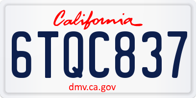 CA license plate 6TQC837