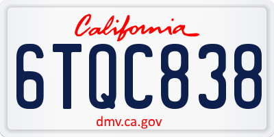 CA license plate 6TQC838