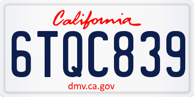 CA license plate 6TQC839