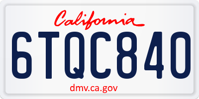 CA license plate 6TQC840