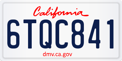 CA license plate 6TQC841