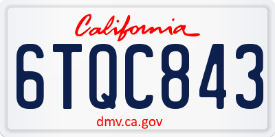 CA license plate 6TQC843