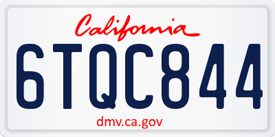 CA license plate 6TQC844