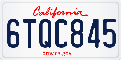 CA license plate 6TQC845