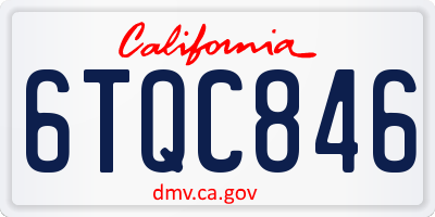 CA license plate 6TQC846