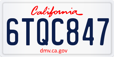 CA license plate 6TQC847