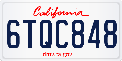 CA license plate 6TQC848