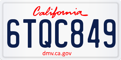CA license plate 6TQC849