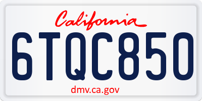 CA license plate 6TQC850