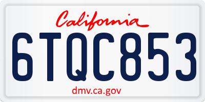 CA license plate 6TQC853