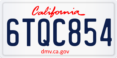 CA license plate 6TQC854