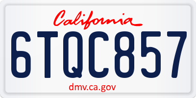 CA license plate 6TQC857