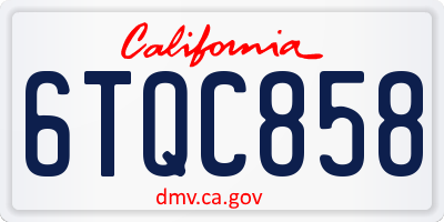 CA license plate 6TQC858