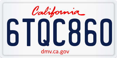 CA license plate 6TQC860