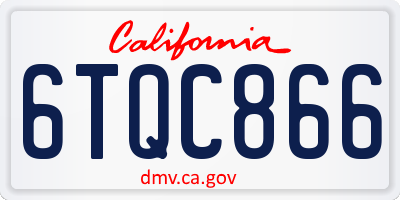 CA license plate 6TQC866