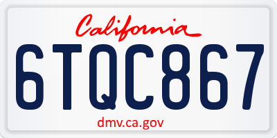 CA license plate 6TQC867