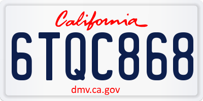 CA license plate 6TQC868