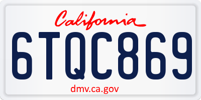 CA license plate 6TQC869